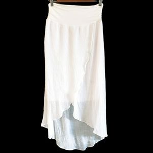 Apt 9 White Gauze Wrap Asymmetrical Hem Lined Skirt, sz S